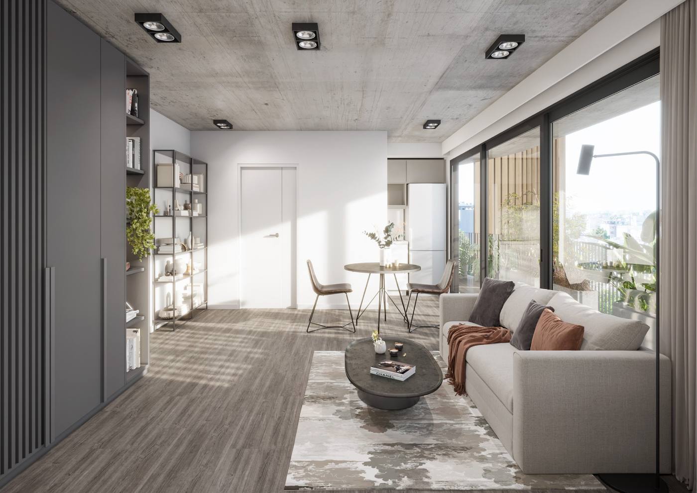 Living · 1 ambiente · Balcón con vistas