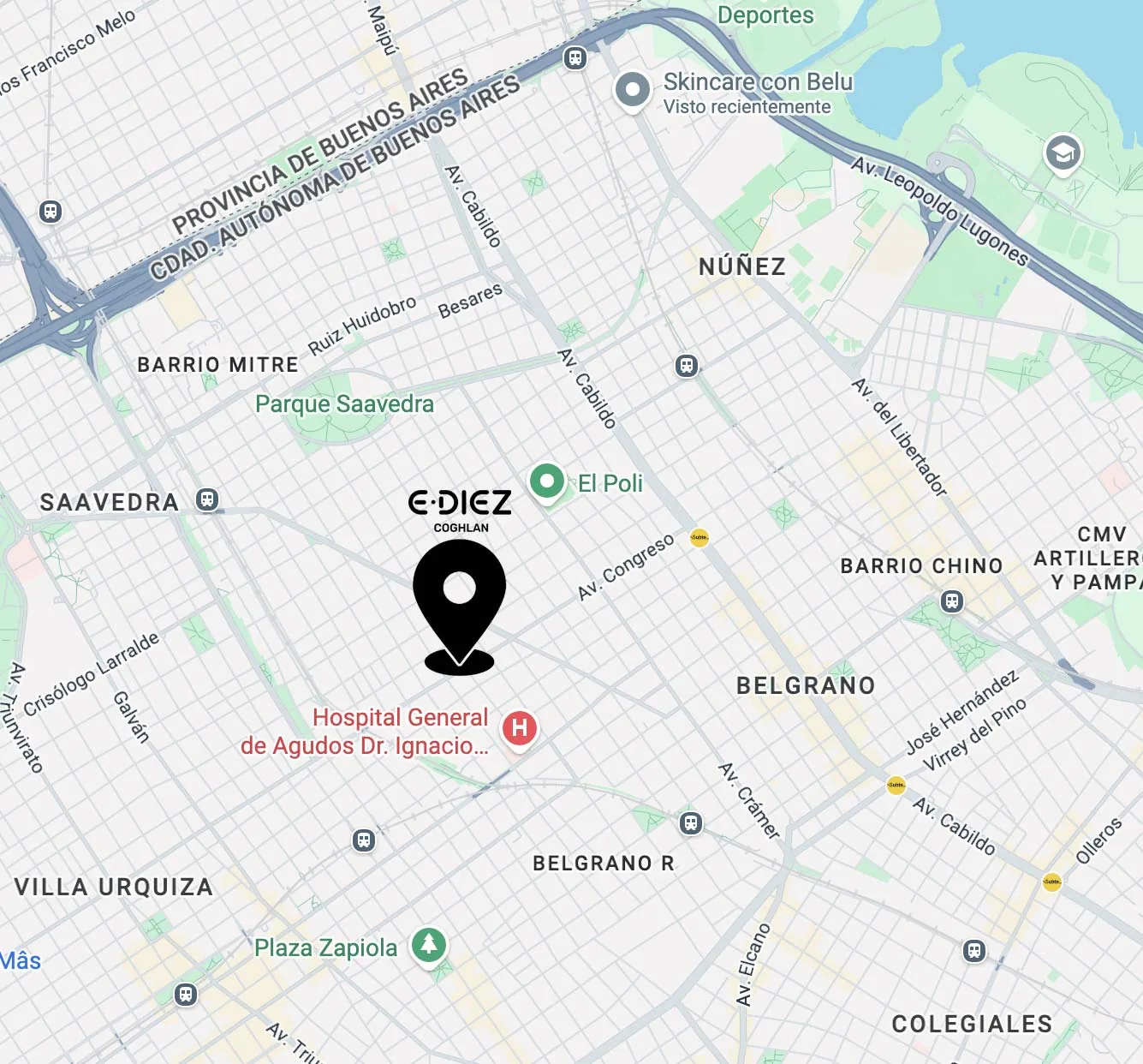 Mapa de ubicación E·Diez — Roque Pérez 2939, Coghlan