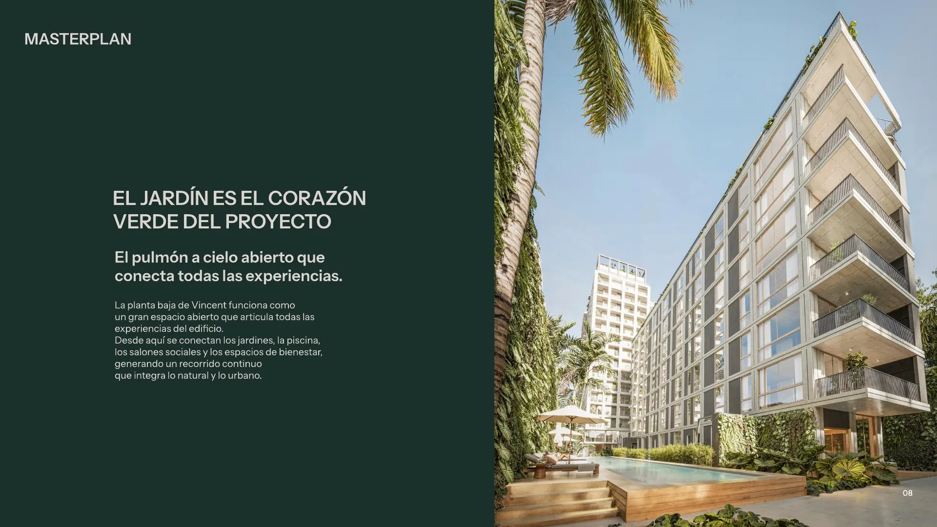 Vincent — masterplan, el jardín es el corazón verde